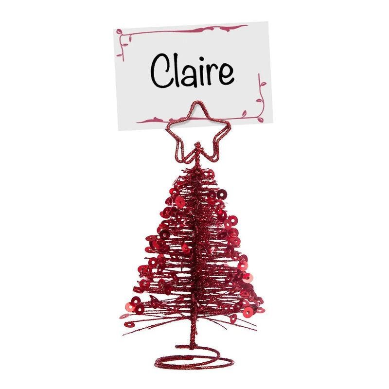 Segnaposto Albero Glitter Rosso 5 x 10 cm