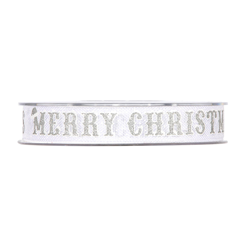 Nastro in Tessuto Cappello XMAS Bianco 15 mm x 20 mt
