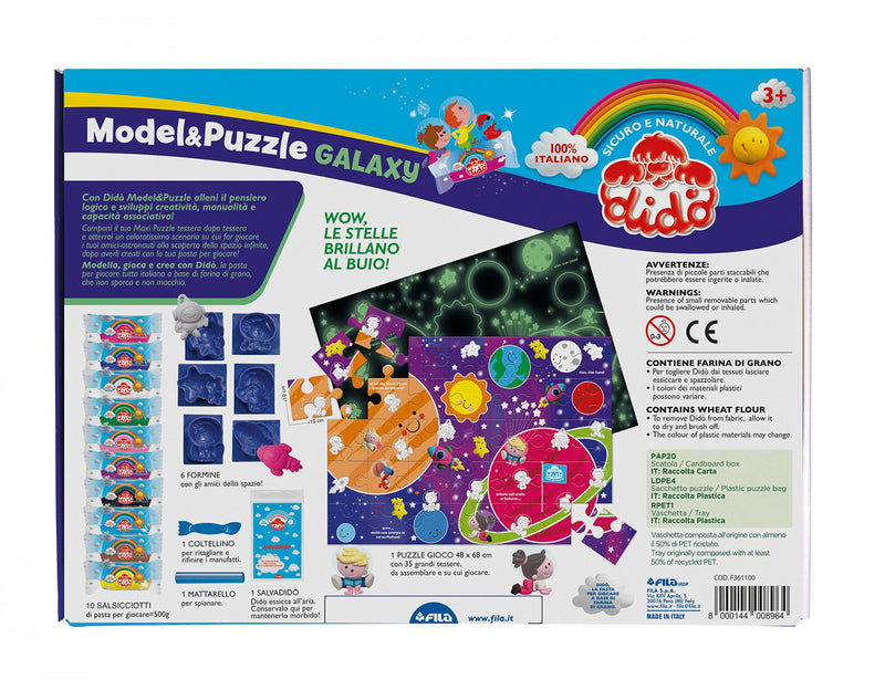 Pasta da Modellare Didò Puzzle Spaziale Illumina al Buio con Formine e Accessori