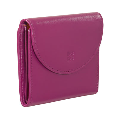 Dudubags  Portafoglio Donna Piccolo in Pelle Vera Fucsia con RFID