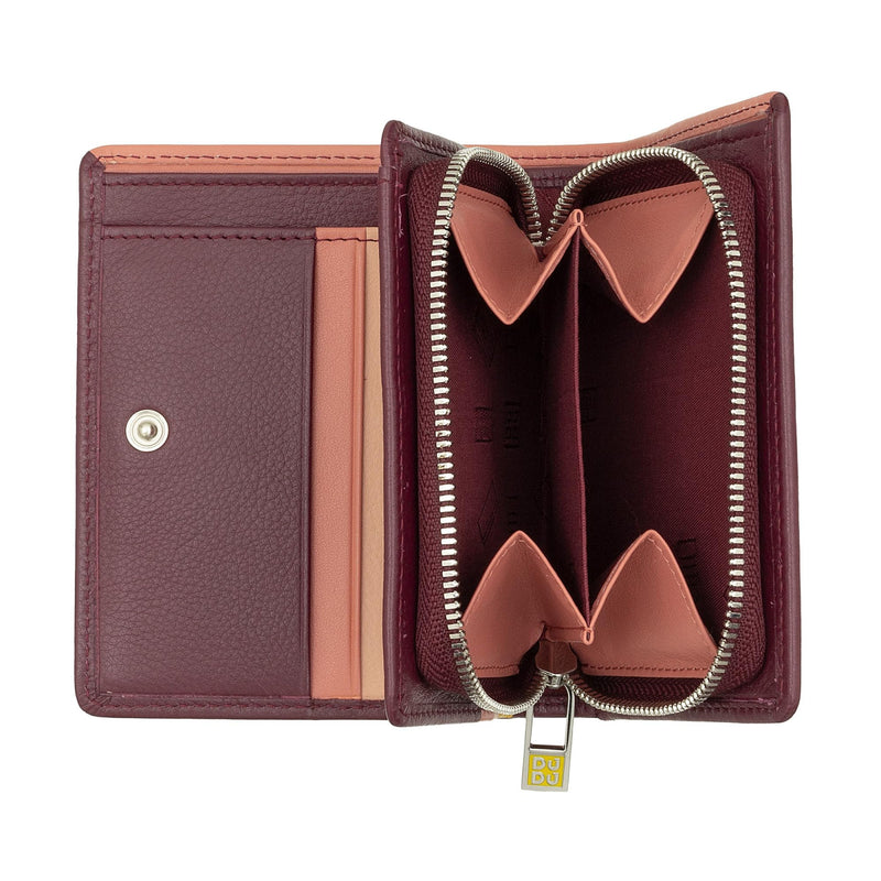 Dudubags Portafoglio Donna Pelle Burgundy Porta Carte e Portamonete Piccolo