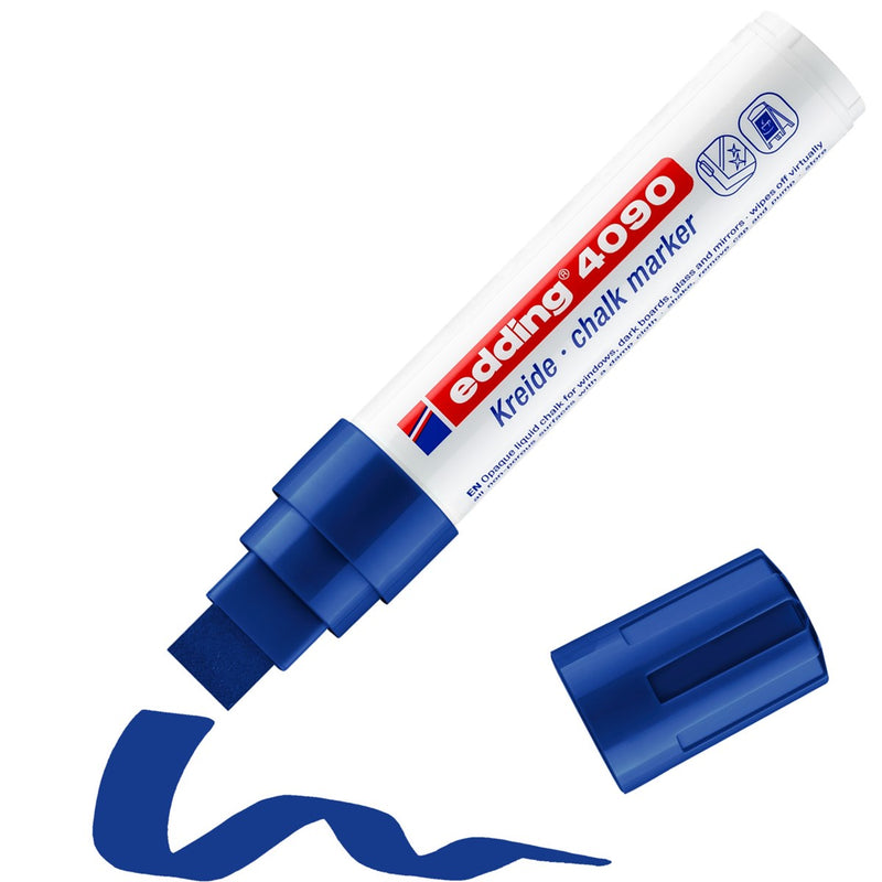 Pennarello a Gesso Liquido Edding Window 4090 a Punta Largo 4-15 mm Blu