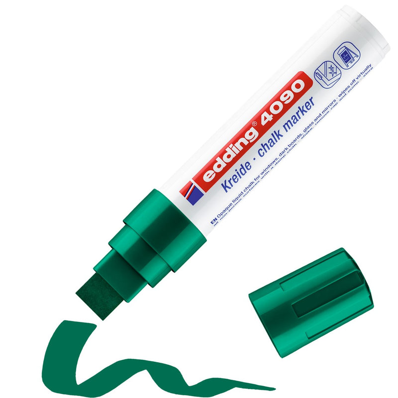 Pennarello a Gesso Liquido Edding Window 4090 a Punta Largo 4-15 mm Verde