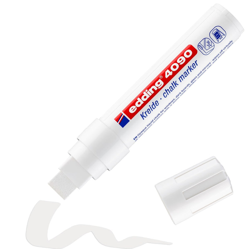 Pennarello a Gesso Liquido Edding Window 4090 a Punta Largo 4-15 mm Bianco