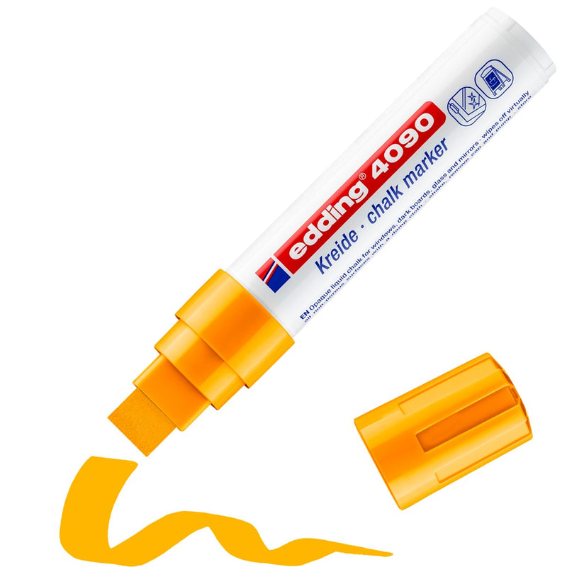 Pennarello a Gesso Liquido Edding Window 4090 a Punta Largo 4-15 mm Arancio
