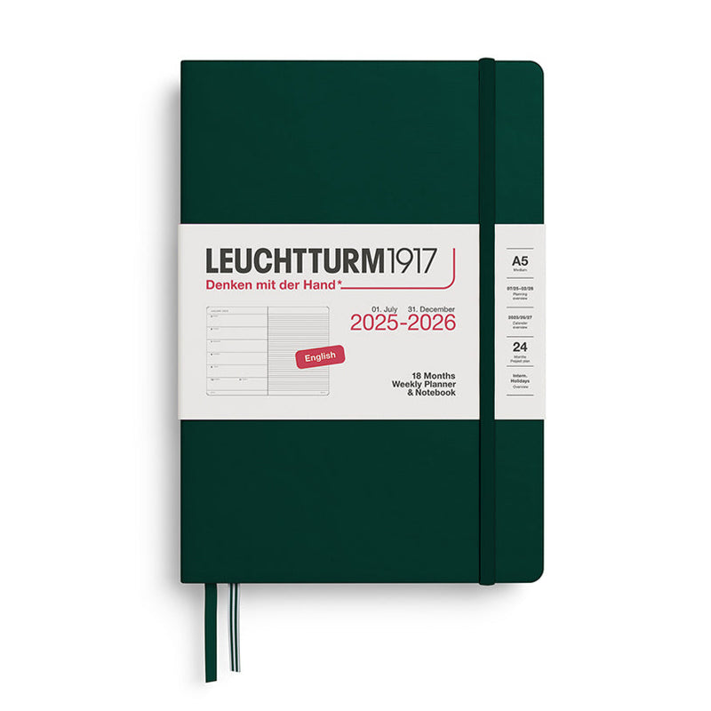 Agenda 18 Mesi Leuchtturm1917 Settimanale Taccuino A5 con Copertina Rigida Forest Green 2026