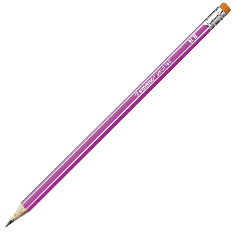Matita in Grafite Stabilo 160 HB con Fusto Esagonale e Gommino Rosa