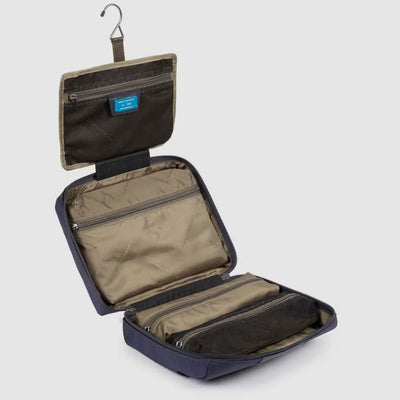 Necessaire da Viaggio Piquadro in Tessuto Riciclato con Gancio Brief 2 Blu