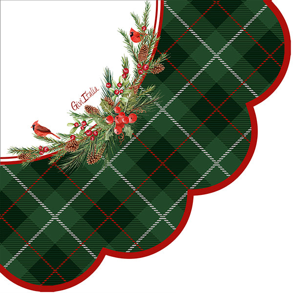 Tovaglioli in Carta Tartan Smerlo Cuore Verde 33 x 33 cm - 16 pezzi