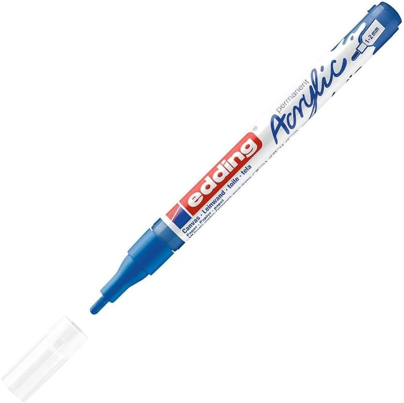 Pennarello Marcatore Acrilico Edding 5300 a Punta Tonda 1-2 mm Blu