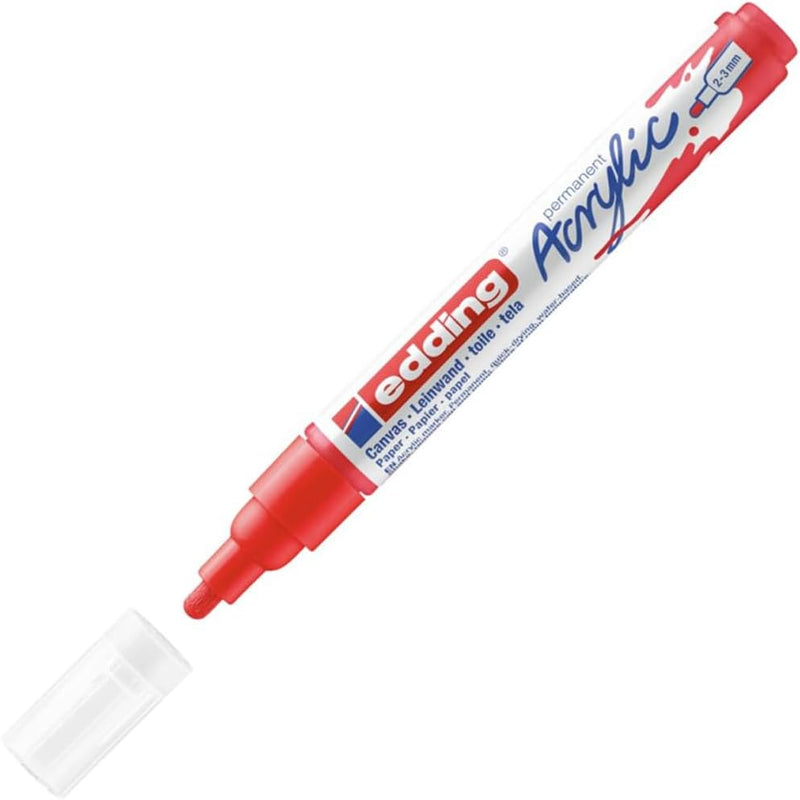 Pennarello Marcatore Acrilico Edding 5100 a Punta Tonda 2-3 mm Rosso