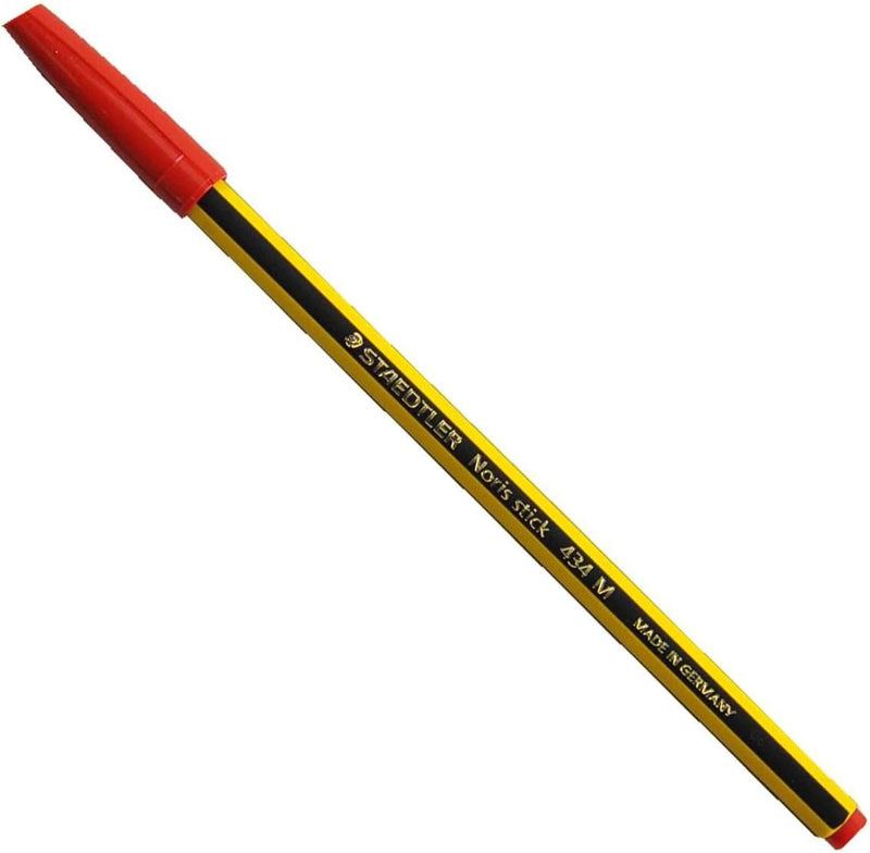 Penna a Sfera Staedler Noris 434 con Cappuccio e Tratto Medio Rosso