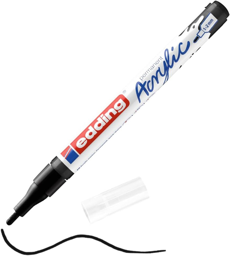 Pennarello Marcatore Acrilico Edding 5300 a Punta Tonda 1-2 mm Nero