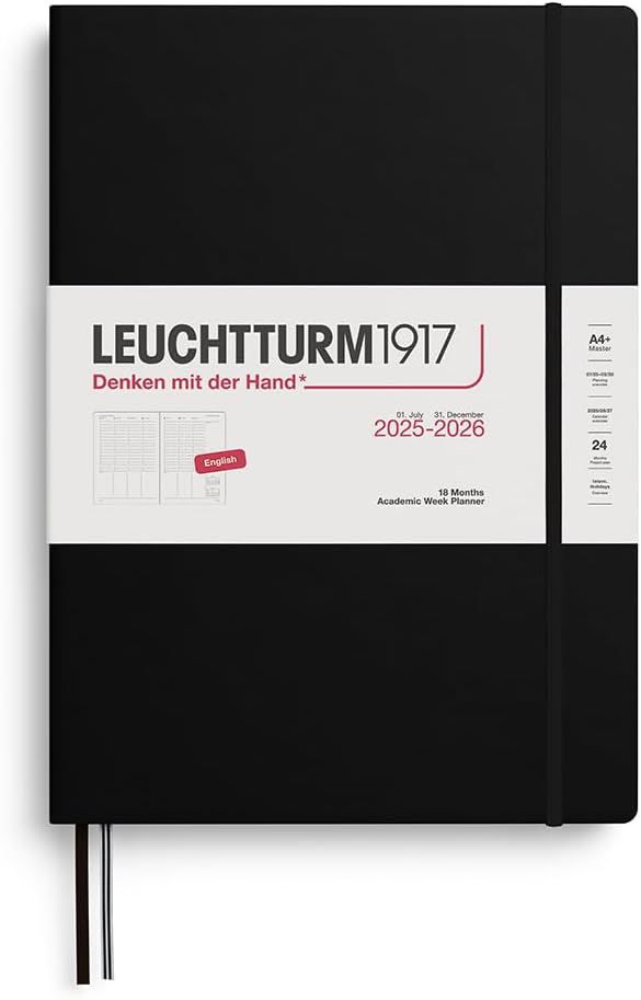 Agenda 18 Mesi Leuchtturm1917 Settimanale Accademica Master A4+ con Copertina Rigida Black 2026