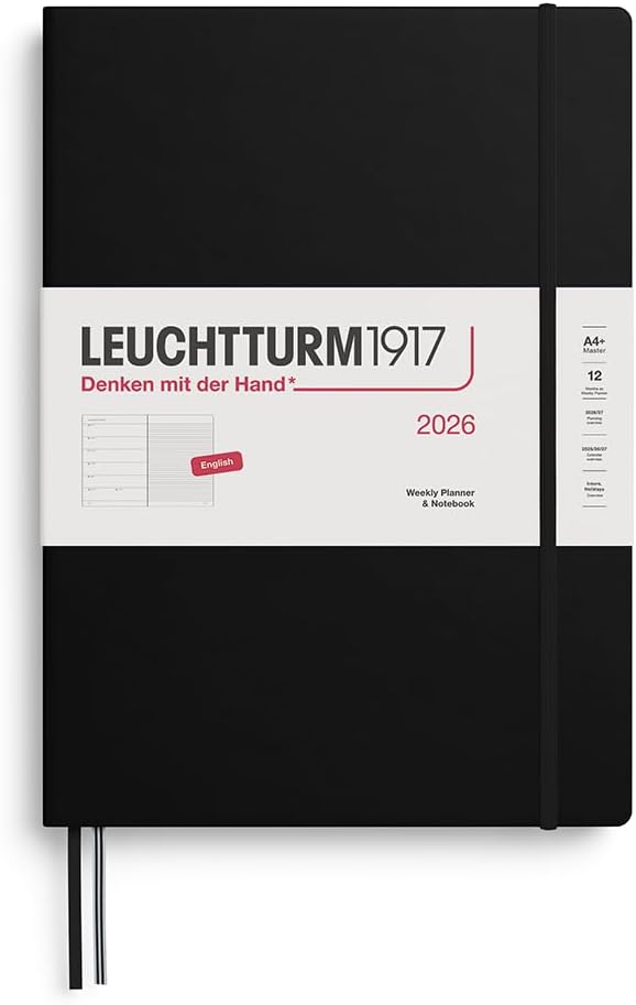 Agenda 12 Mesi Settimanale Leuchtturm1917 & Taccuino Master A4+ con Copertina Rigida Nero 2026