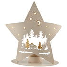 Porta Candela Tealight Stella Bianco e Oro in Metallo 17 x 8 x 19 cm