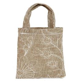 Borsa Venice in Cotone Ricamato Tortora 8 x 10 cm - 6 pezzi