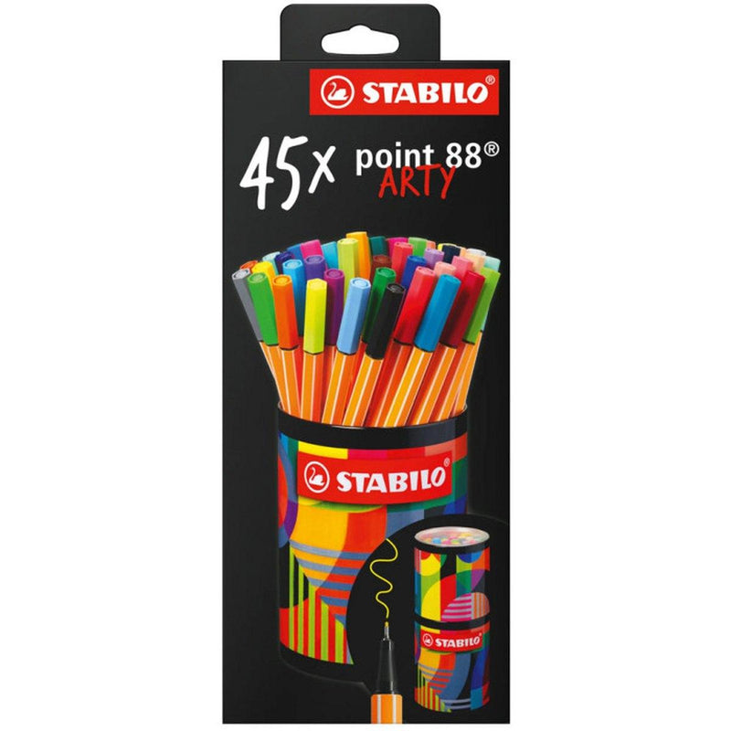 Barattolo in Metallo di Fineliner Stabilo Point 88 Arty Line - 45 pezzi