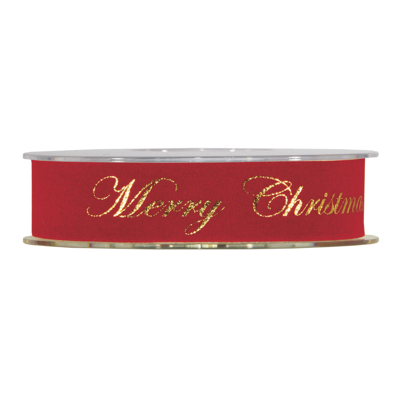 Nastro Gold Merry Christmas Rosso 25 mm x 10 mt