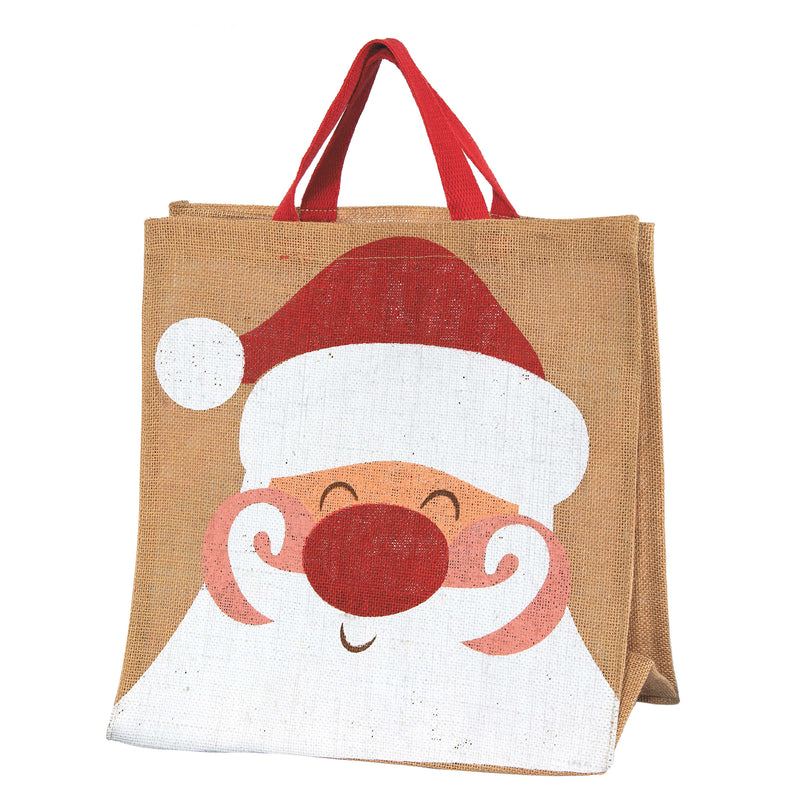 Shopper in Juta Santa Claus Multicolor con Manici 37 x 23 x 37 cm