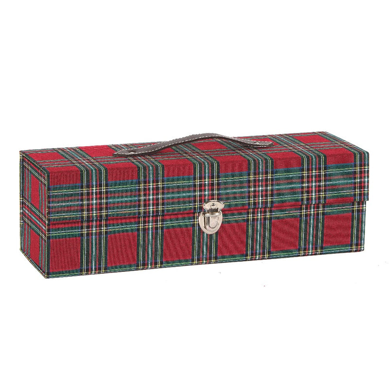 Scatola Porta Bottiglie Tartan Rosso 33 x 10,5 cm