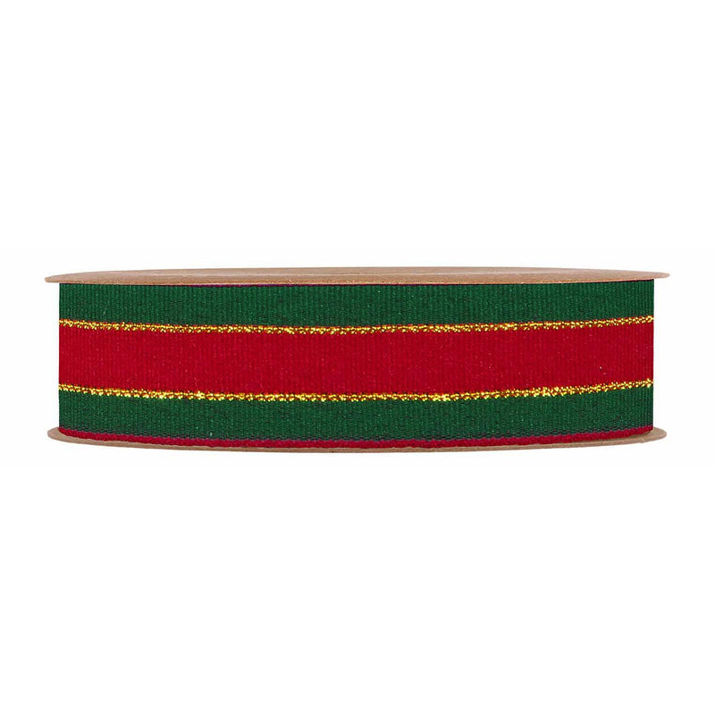 Nastro in Tessuto a Righe Rosso e Verde 25 mm x 20 mt