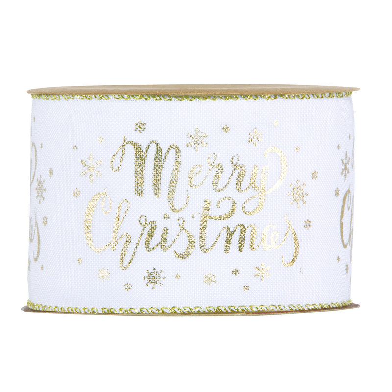 Nastro Merry Xmas Bianco 63 mm x 10 mt