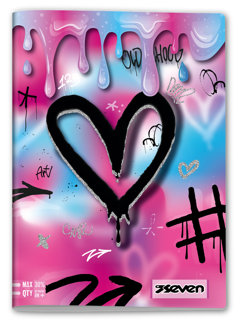 Quaderno A4 Maxi Seven Girl Fantasie Assortite / 100 gr / Quadretti 5 mm