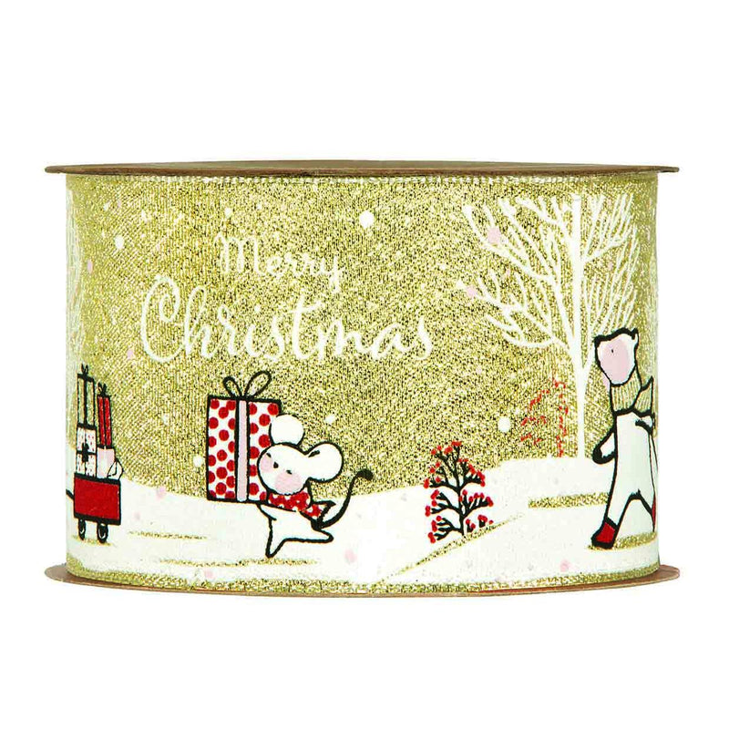 Nastro Orso Polare e Regali Bianco e Oro 63 mm x 10 mt