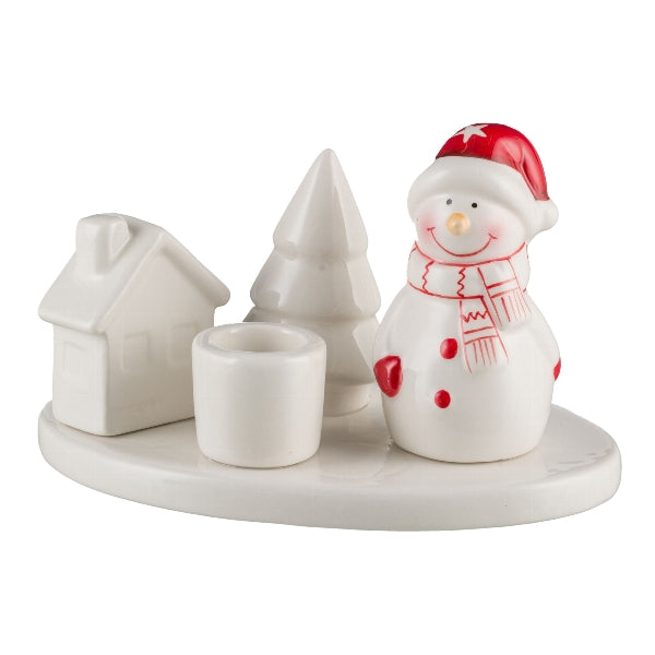 Porta Candele Natale in Ceramica 14 x 10 x 14 cm - 4 pezzi