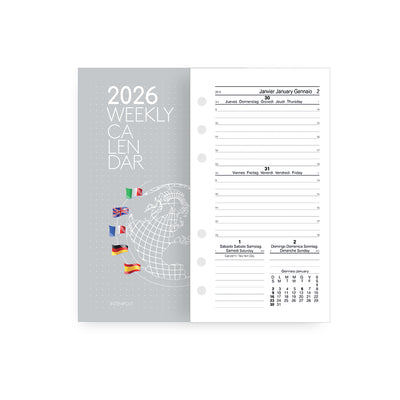 Organizer Medium con Agenda 12 Mesi Settimanale 2026 Intempo Style Lady con Penna ed Elastico in Similpelle Blu 9,5 x 17 cm