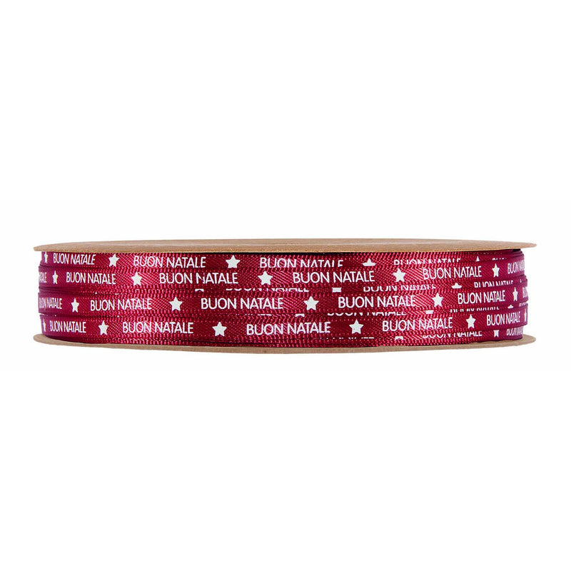 Nastro in Tessuto Buon Natale Rosso 4 mm x 25 mt