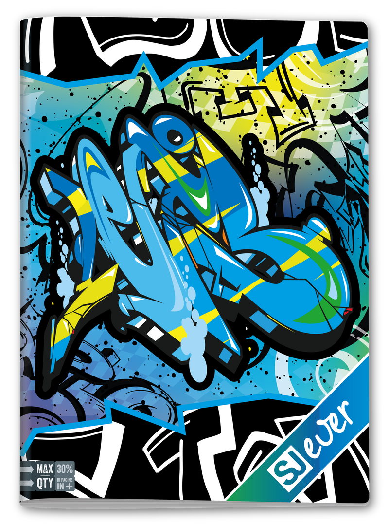 Quaderno A4 Maxi Sj Gang Sj Ever Boy Fantasie Assortite / 100 gr / Quadretti 5 mm con Margini