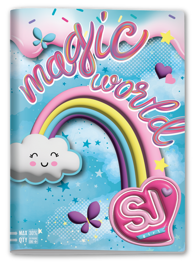 Quaderno A4 Maxi Sj Gang Wondrous Girl Fantasie Assortite / 100 gr / Quadretti 5 mm