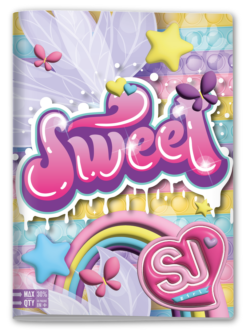 Quaderno A4 Maxi Sj Gang Wondrous Girl Fantasie Assortite / 100 gr / Quadretti 5 mm