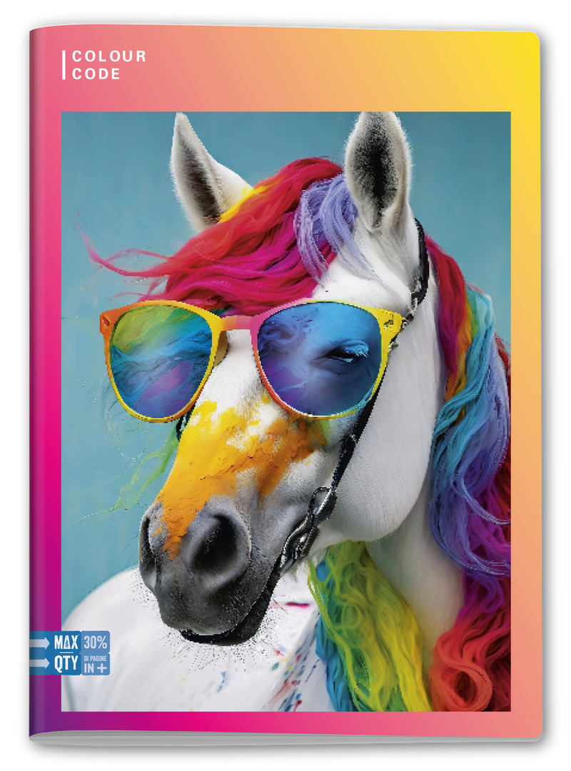 Quaderno A4 Maxi Colour Code Animal Multicolor Fantasie Assortite / 100 gr / Quadretti 5 mm