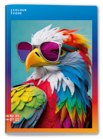 Quaderno A4 Maxi Colour Code Animal Multicolor Fantasie Assortite / 100 gr / Quadretti 5 mm