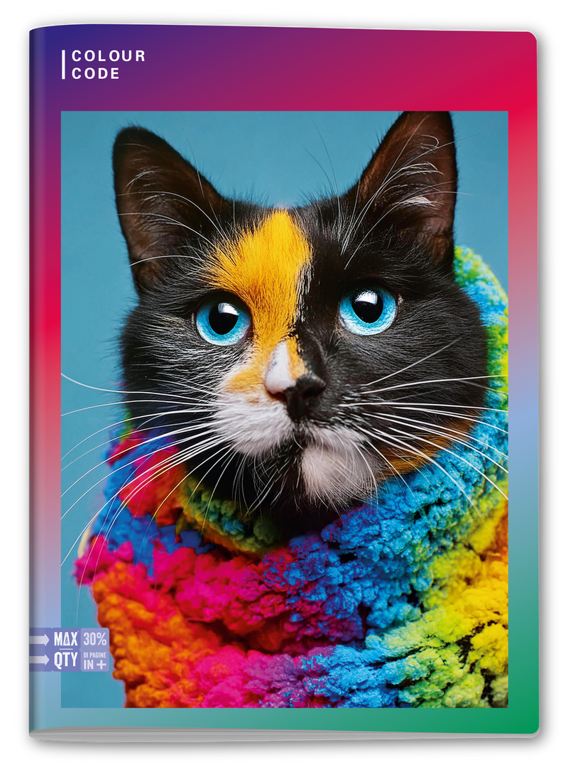 Quaderno A4 Maxi Colour Code Animal Multicolor Fantasie Assortite / 100 gr / Quadretti 5 mm