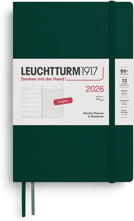 Agenda 12 Mesi Settimanale Leuchtturm1917 & Taccuino Paperback B6+ con Copertina Morbida Forest Green 2026
