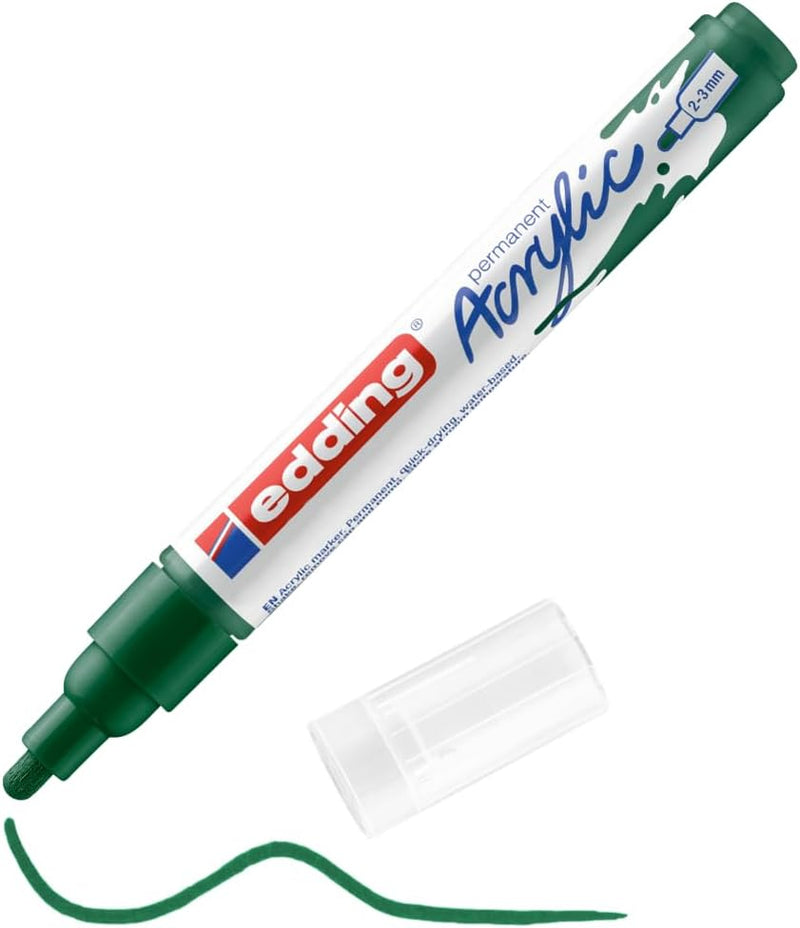 Pennarello Marcatore Acrilico Edding 5100 a Punta Tonda 2-3 mm Verde Muschio