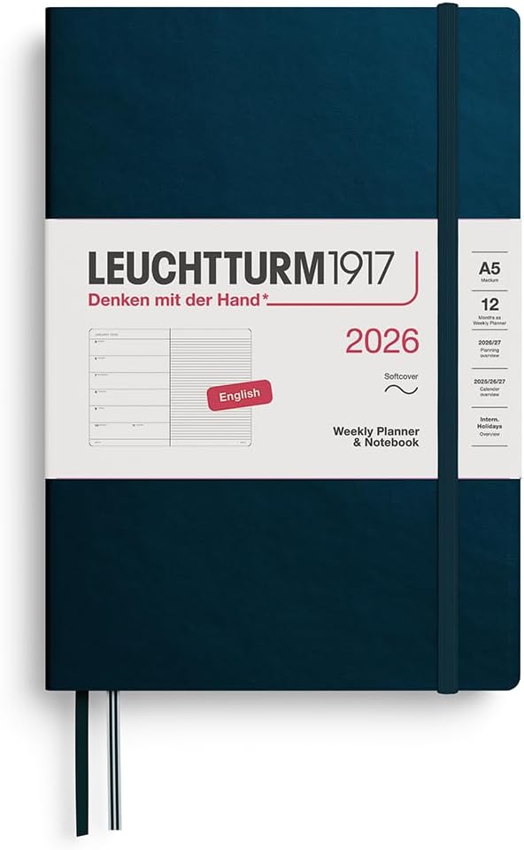 Agenda 12 Mesi Settimanale Leuchtturm1917 & Taccuino Medium A5 con Copertina Morbida Deep Sea 2026