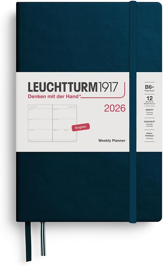 Agenda 12 Mesi Settimanale Orizzontale Leuchtturm1917 Paperback B6+ con Copertina Rigida Deep Sea 2026