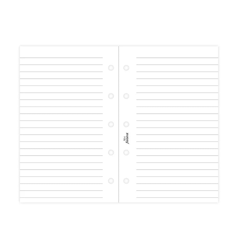 Refill Filofax Mini con Pagine Bianche a Righe - 20 fogli