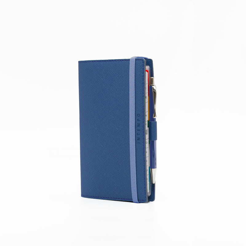Organizer Medium con Agenda 12 Mesi Settimanale 2026 Intempo Style Lady con Penna ed Elastico in Similpelle Blu 9,5 x 17 cm