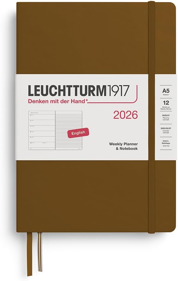 Agenda 12 Mesi Settimanale Leuchtturm1917 & Taccuino Medium A5 con Copertina Rigida Spice Brown 2026