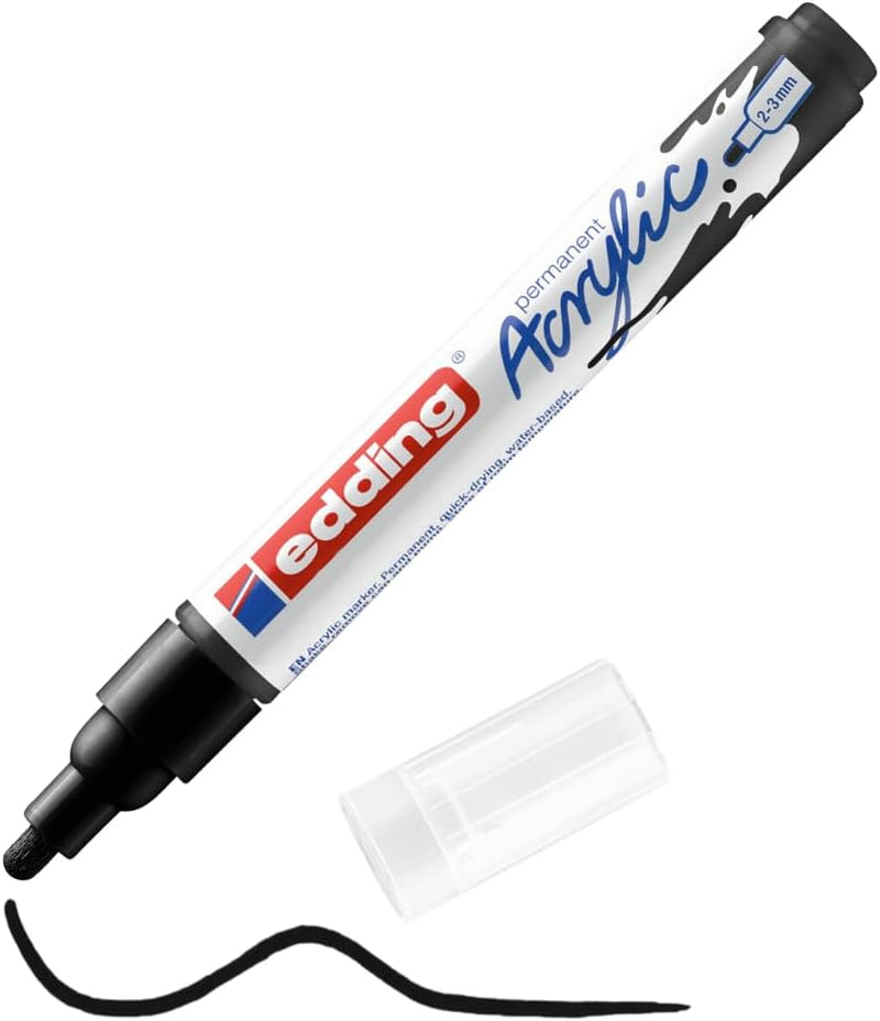 Pennarello Marcatore Acrilico Edding 5100 a Punta Tonda 2-3 mm Nero Intenso