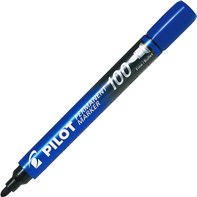Marcatore Permanente Pilot 100 a Punta Tonda Blu