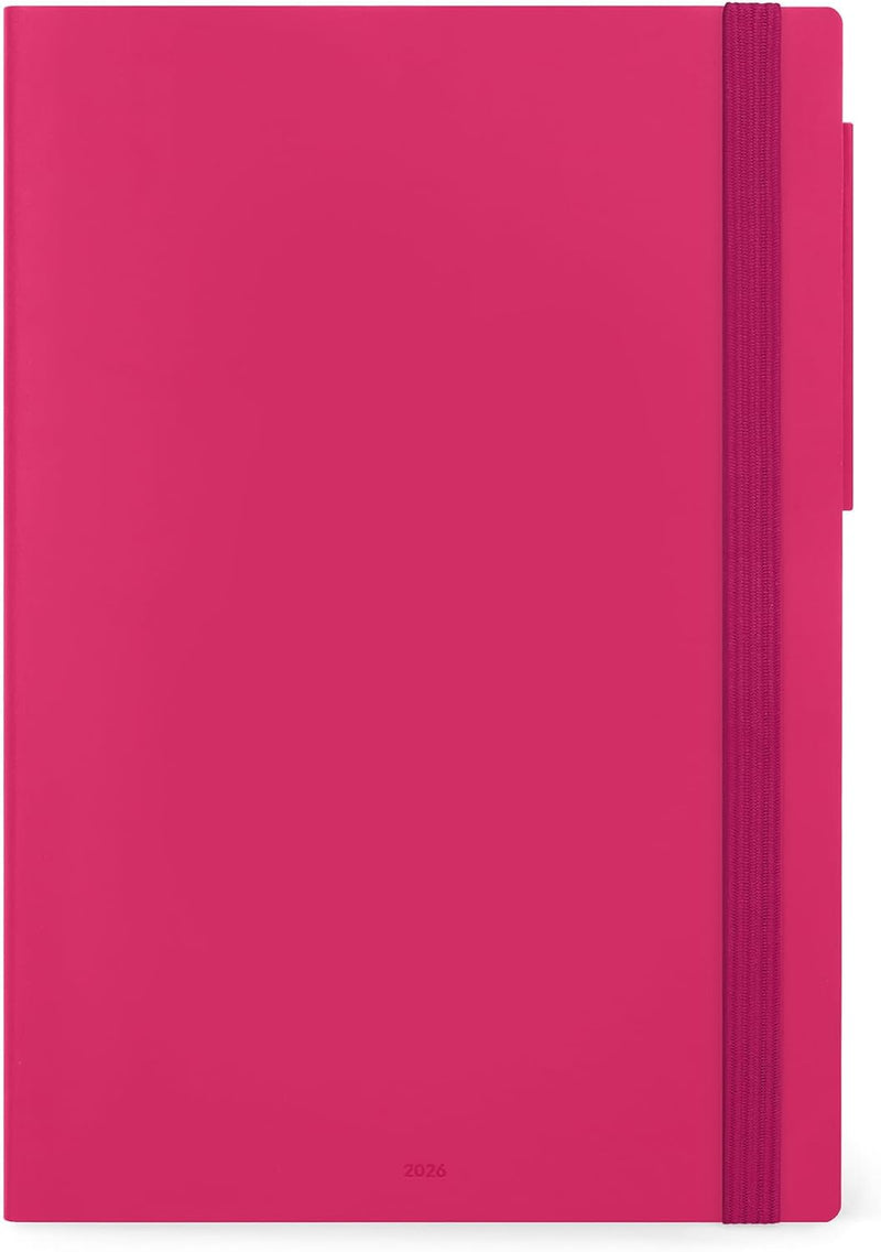 Agenda 12 Mesi Legami Giornaliera e Settimanale Large 2026 Raspberry con Chiusura ad Elastico