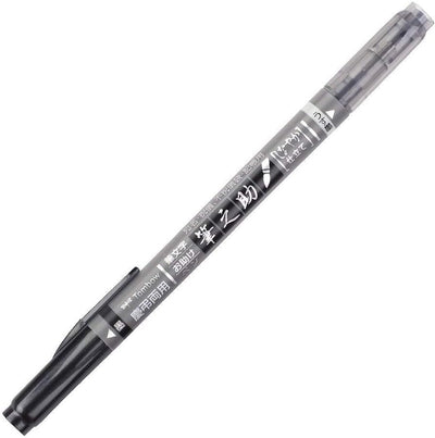 Pennarello Marker Calligrafico Tombow Fudenosuke a Doppia Punta Nero e Grigio