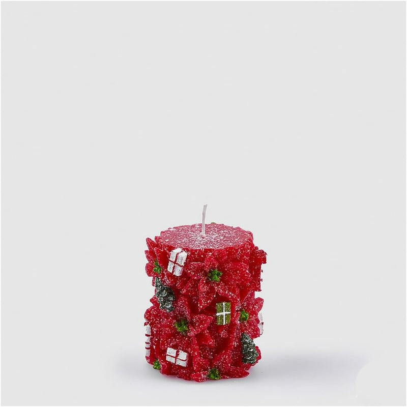 Candela Moccolo Stella Natale Pino Rosso 9,5 x 8 cm